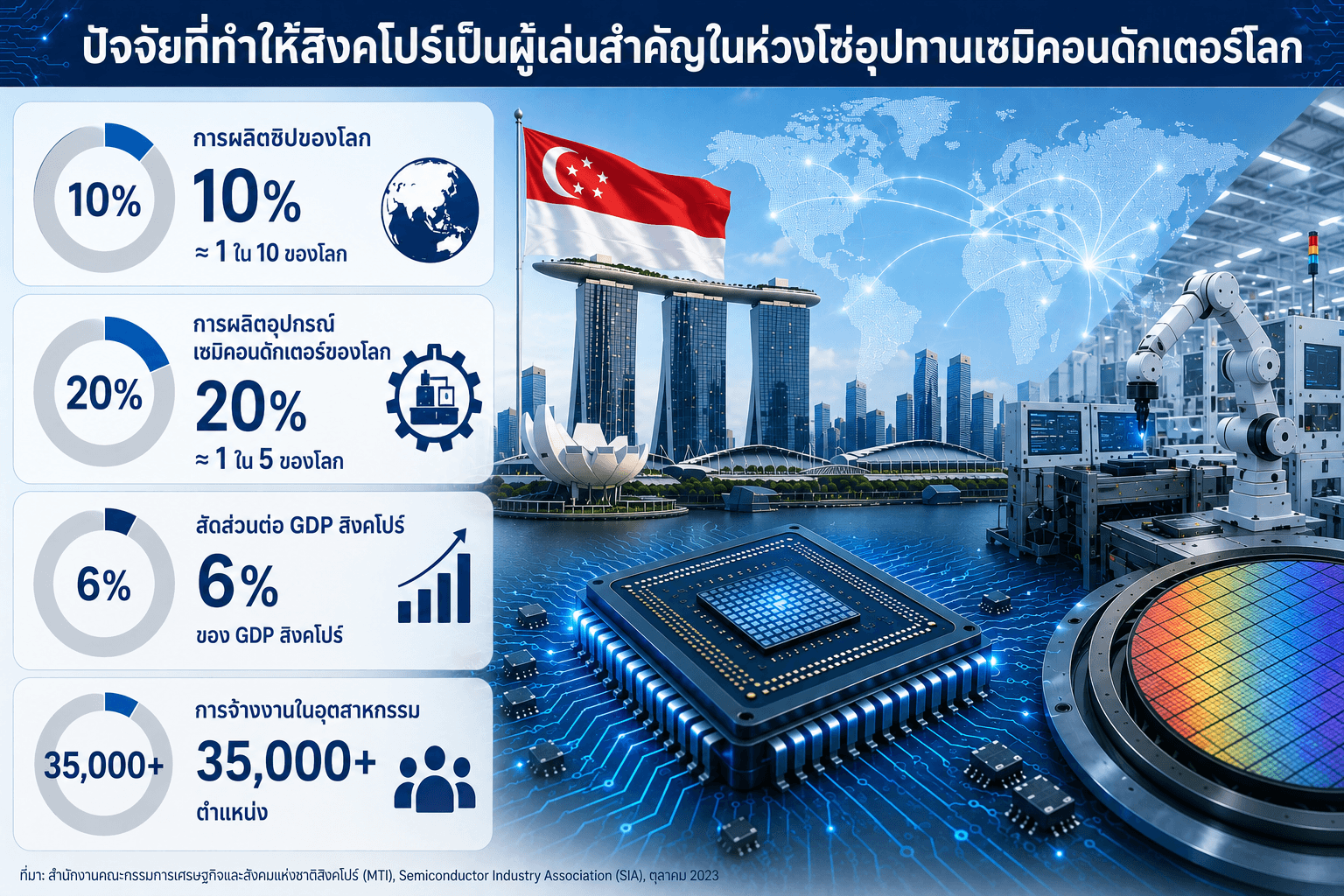 ปัจจัยที่ทำให้สิงคโปร์เป็นผู้เล่นสำคัญในห่วงโซ่อุปทานเซมิคอนดักเตอร์โลก