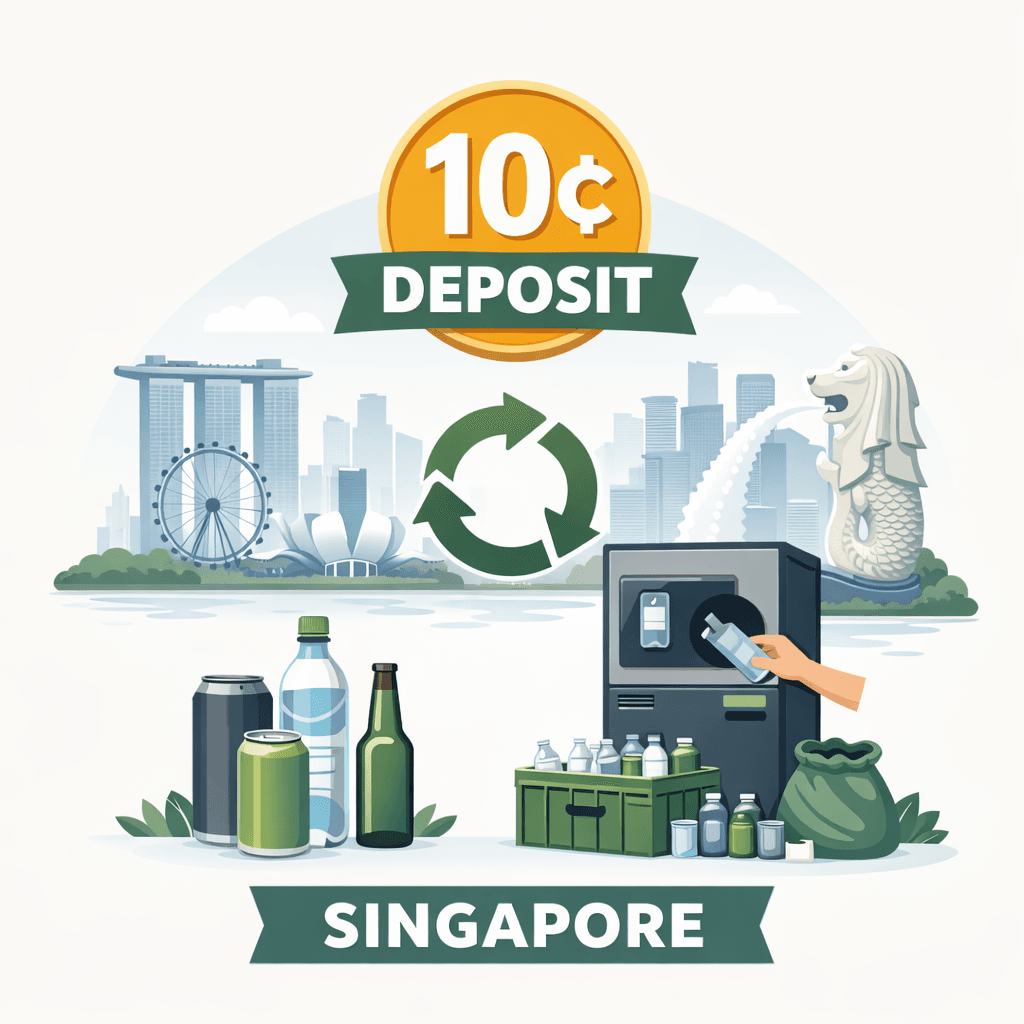 สิงคโปร์เริ่มเรียกเก็บเงินมัดจำเครื่องดื่มบรรจุขวดและกระป๋อง