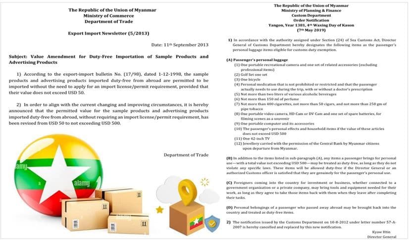 รายงาน “กฎระเบียบสิ่งของติดตัวและพัสดุ (Parcel) นำเข้าเมียนมา”