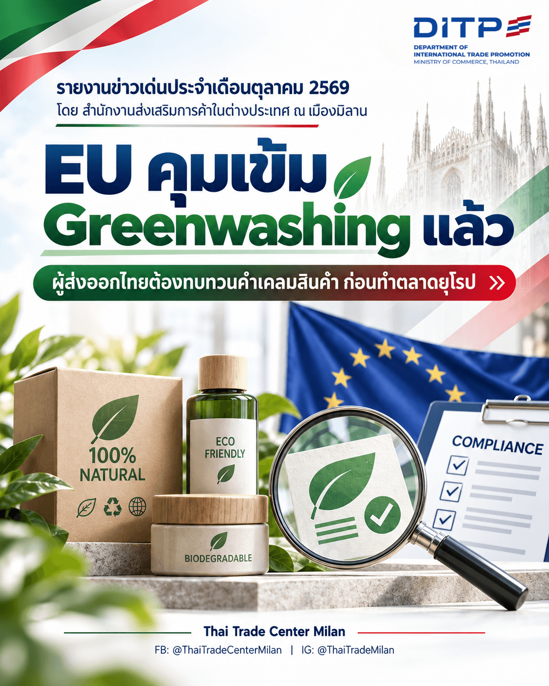 EU คุมเข้ม Greenwashing แล้ว ผู้ส่งออกไทยต้องทบทวนคำเคลมสินค้า ก่อนทำตลาดยุโรป