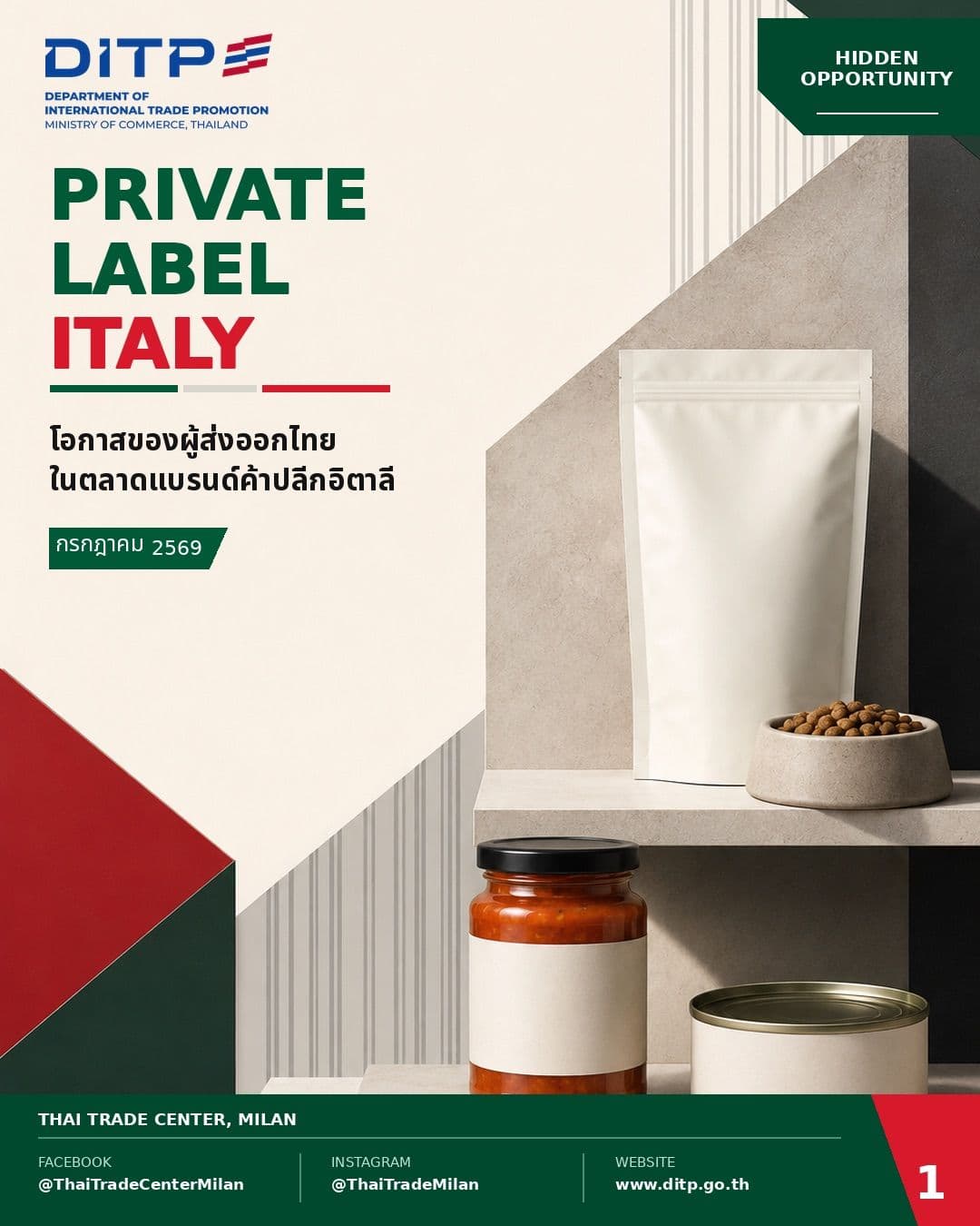 Private Brand โอกาสของผู้ส่งออกไทยในตลาดแบรนด์ค้าปลีกอิตาลี