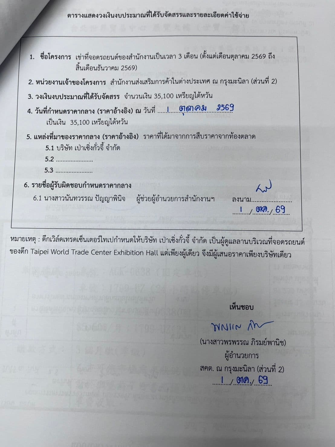ราคากลางจัดจ้างเหมาบุคลากรของสำนักงานเป็นเวลา 6 เดือน (ตั้งแต่เดือนตุลาคม 2569 ถึงเดือนมีนาคม 2570 )