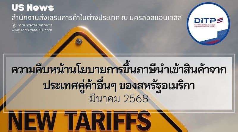 ความคืบหน้านโยบายการขึ้นภาษีนำเข้าสินค้าจากประเทศคู่ค้าอื่นๆ ของสหรัฐอเมริกา