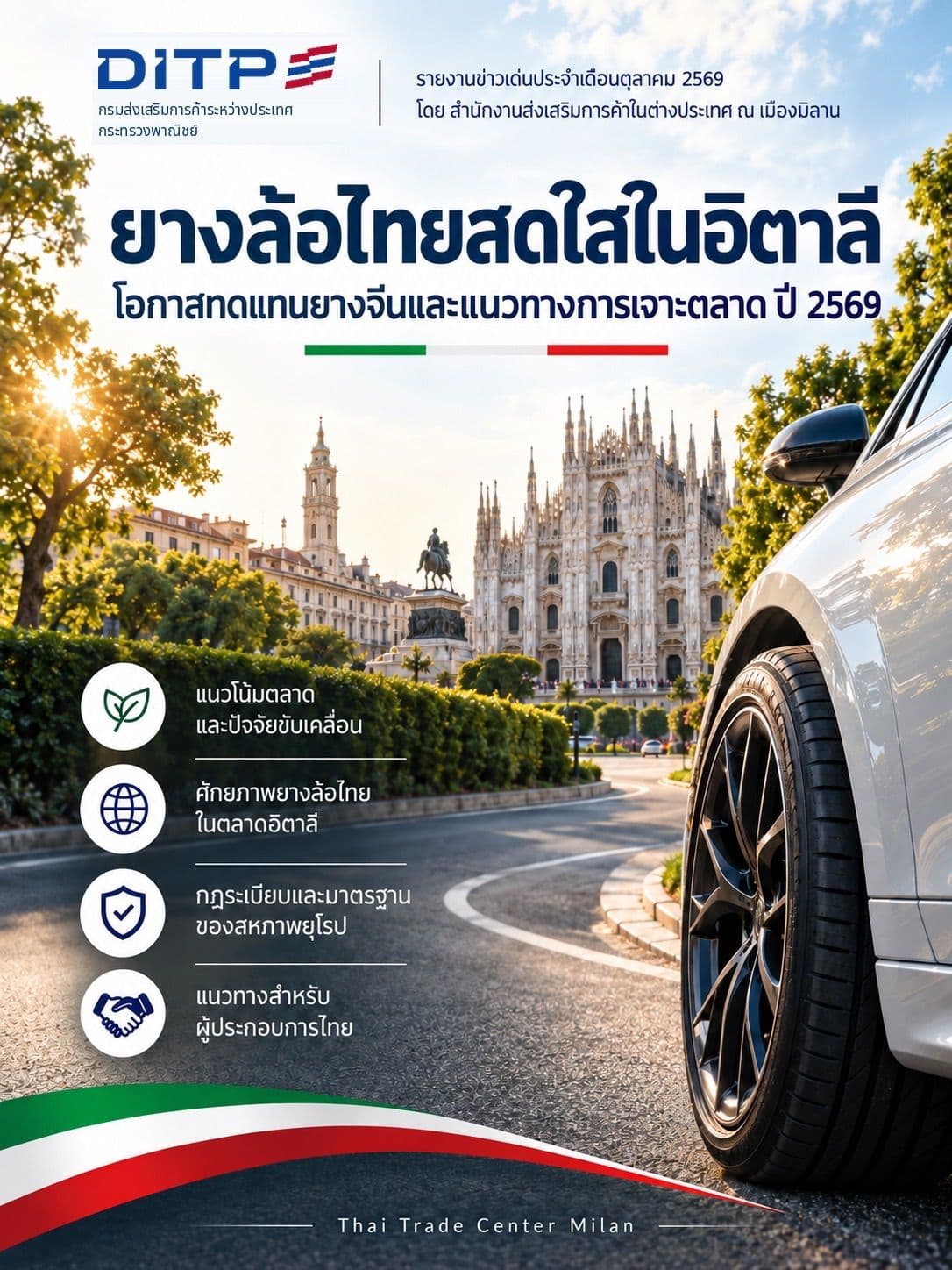 ยางล้อไทยสดใสในอิตาลี - โอกาสทดแทนยางจีนและแนวทางการเจาะตลาดปี 2569