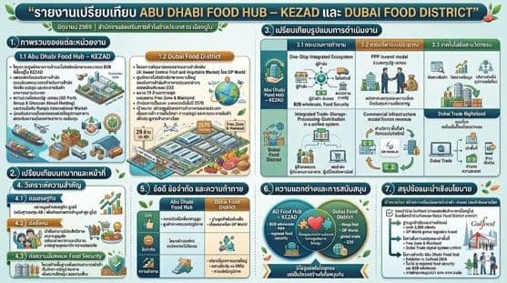 รายงานเปรียบเทียบ Abu Dhabi Food Hub – KEZAD และ Dubai Food District