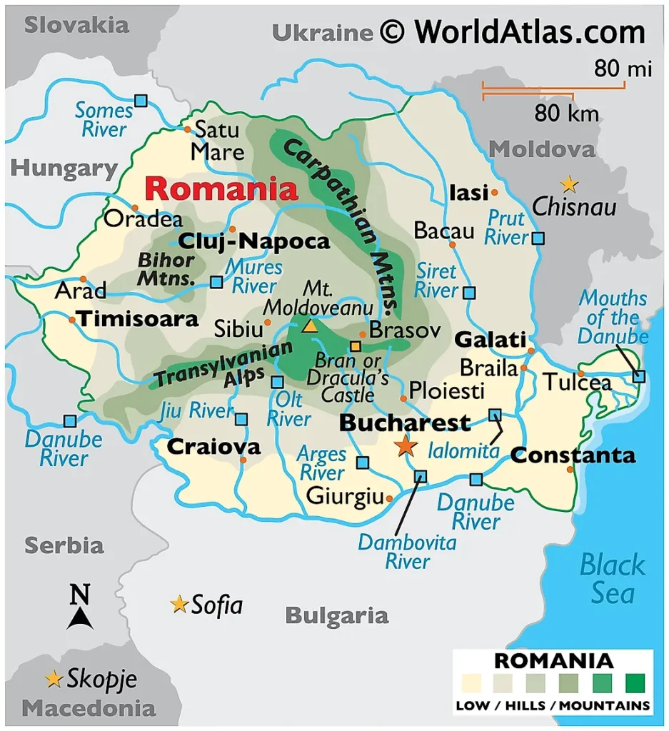 Romania geographical map