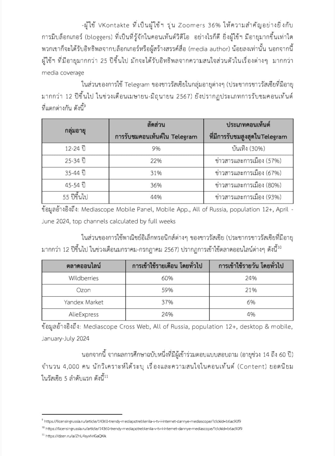 การบริโภคคอนเท้นต์ทางทีวีและอินเทอร์เน็ตในรัสเซีย