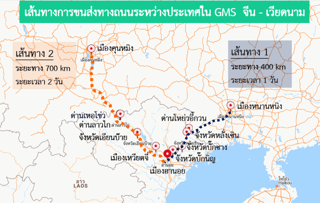จีนและเวียดนามเปิดเส้นทางการขนส่งทางถนนระหว่างประเทศในอนุภูมิภาคลุ่มแม่น้ำโขง (GMS) เพื่อสร้างประสิทธิภาพในการขนส่งข้ามพรมแดน